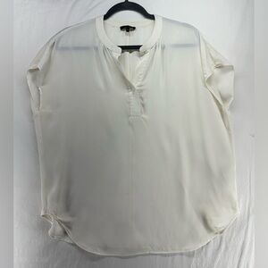 Quince Womens Washable Stretch Silk Dolman Sleeve Blouse Ivory Sleeved Top L